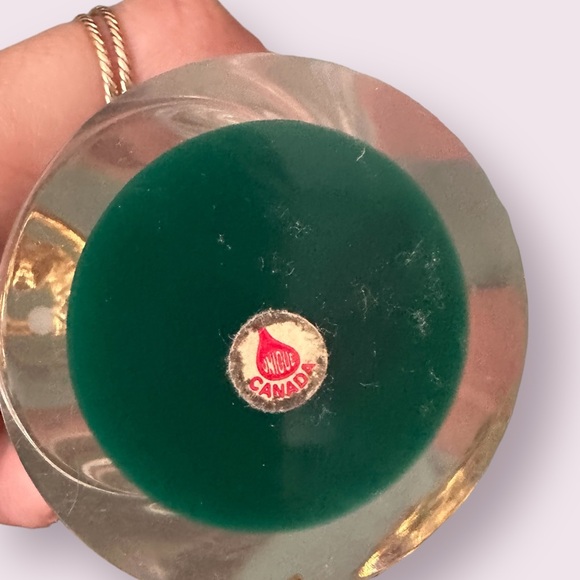 Vintage Made In Canada Gold Tennis Player Clear Paper Weight Desk Decor Unique - Picture 5 of 5